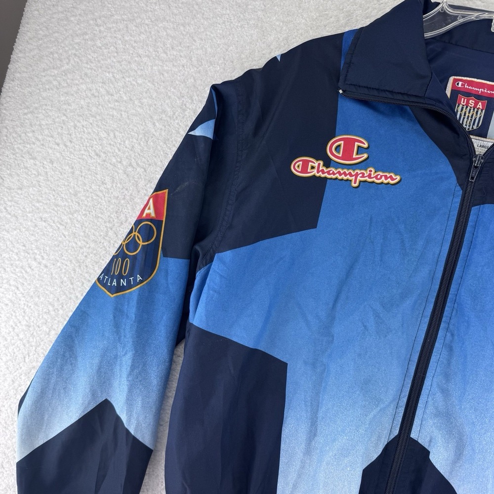 VTG Champion 1996 USA Official Olympic Team Windbreaker Jacket Large Blue - Picture 4 of 15
